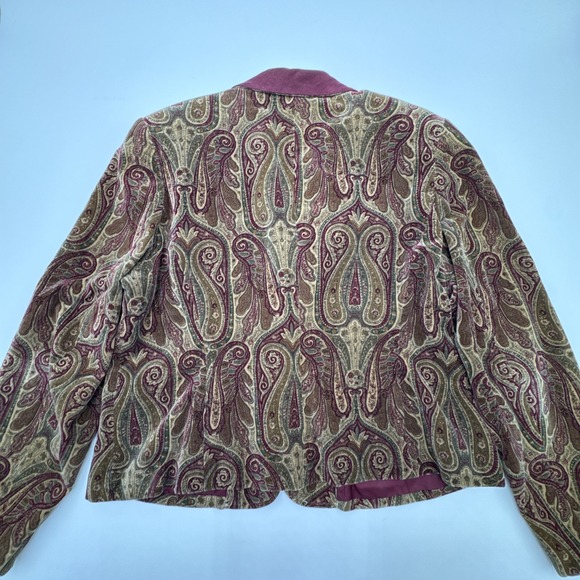 Vintage Ruff Hewn Bohemian Paisley Velvet Blazer Collared Size XL Multicolored - Picture 7 of 8